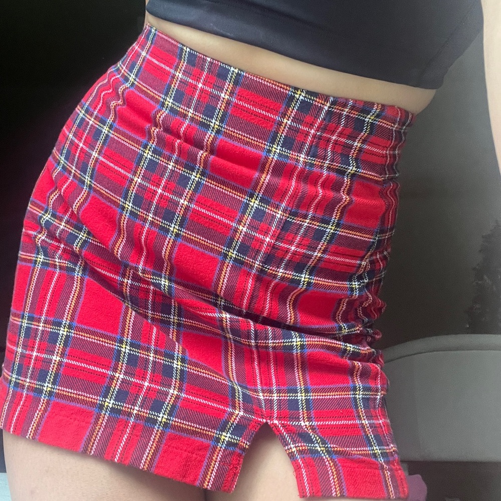 Red plaid mini skirt from brandy Melville